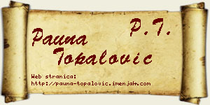 Pauna Topalović vizit kartica